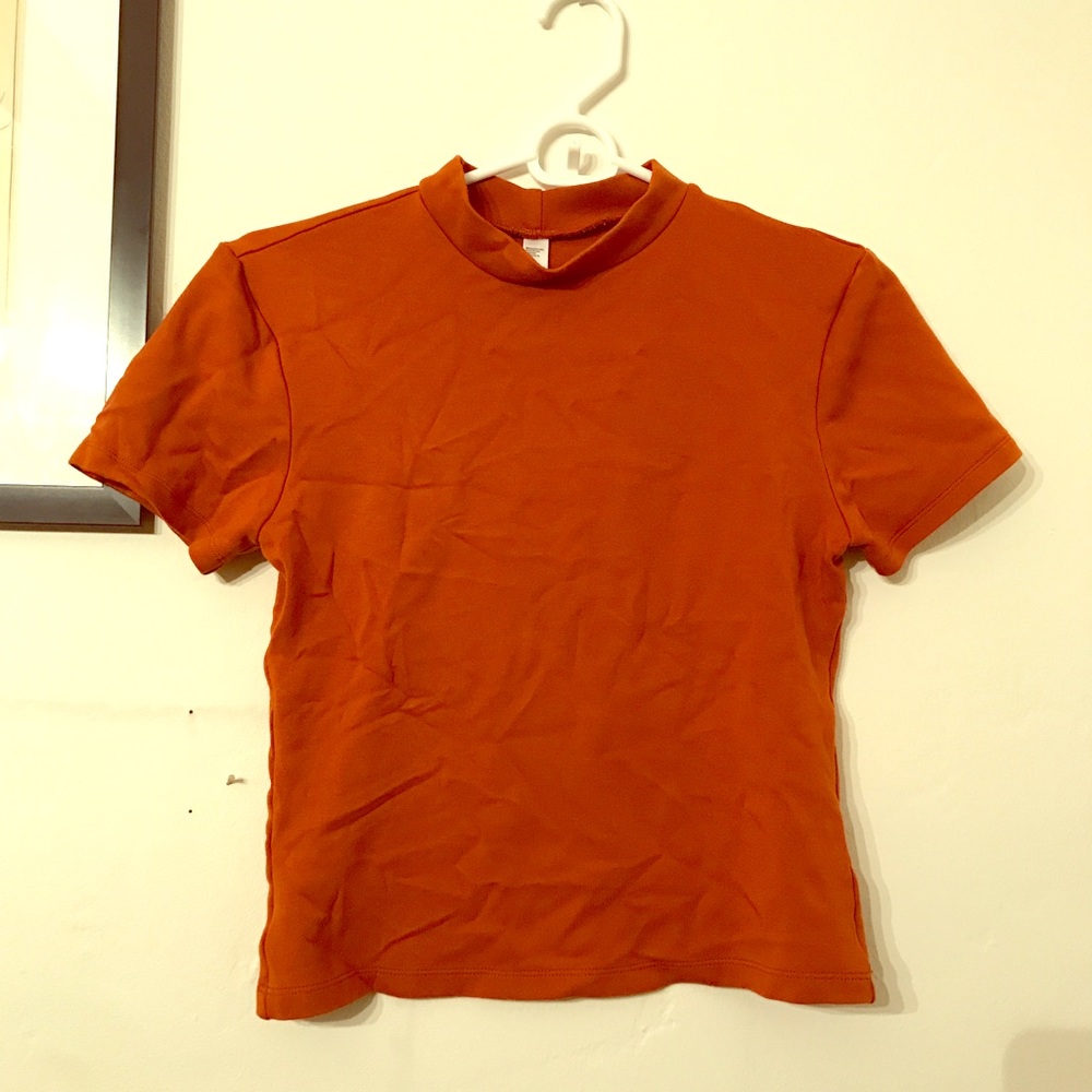 Rust American Apparel mock neck top